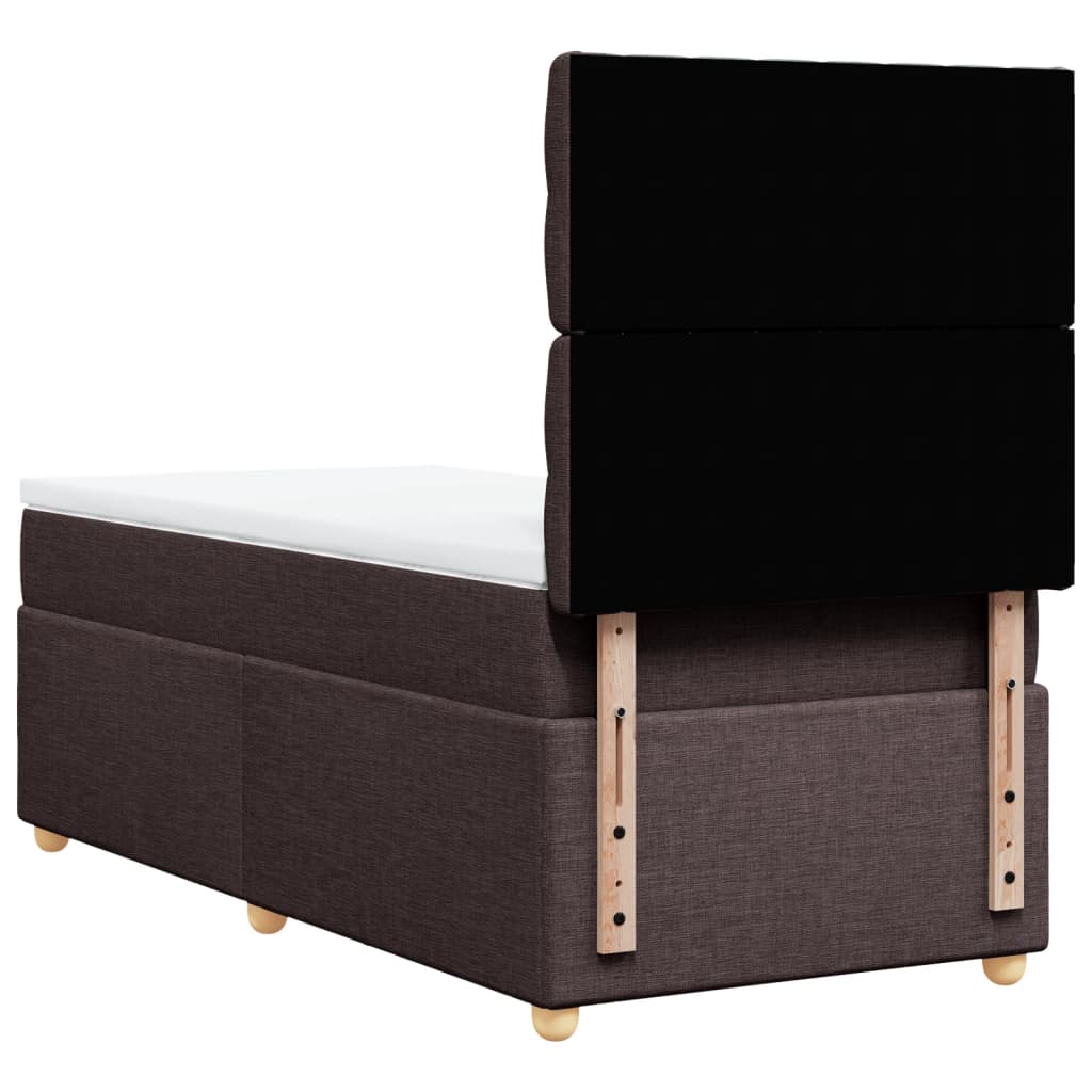 vidaXL Κρεβάτι Boxspring με Στρώμα Σκούρο Καφέ 90x190 εκ. Υφασμάτινο