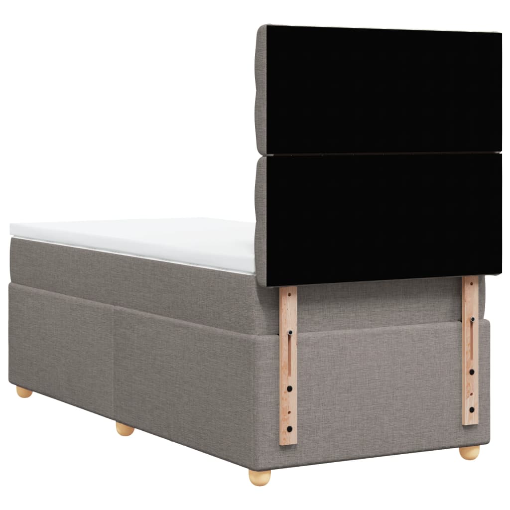 vidaXL Κρεβάτι Boxspring με Στρώμα Taupe 90x190 εκ.Υφασμάτινο