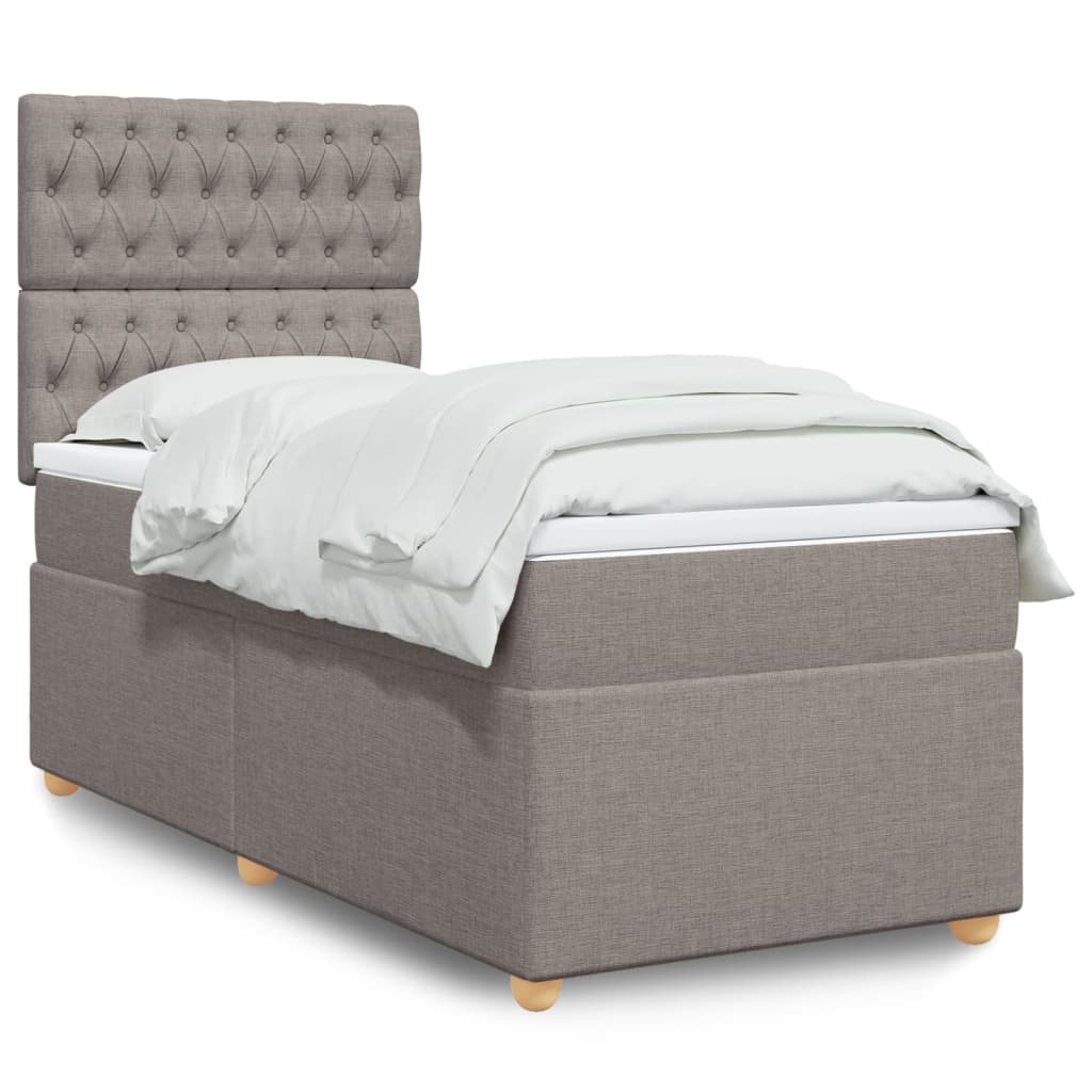 vidaXL Κρεβάτι Boxspring με Στρώμα Taupe 90x190 εκ.Υφασμάτινο