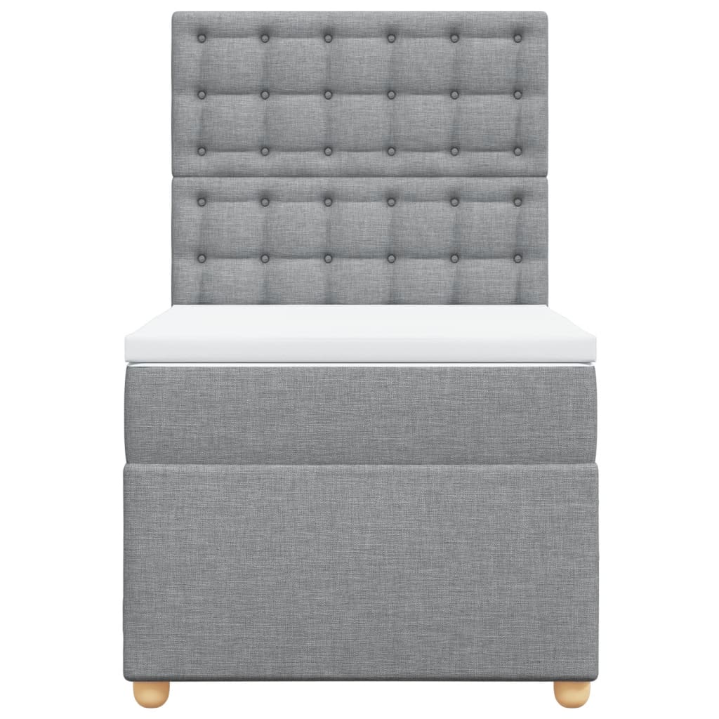 vidaXL Κρεβάτι Boxspring με Στρώμα Ανοιχτό Γκρι 90x190 εκ. Υφασμάτινο