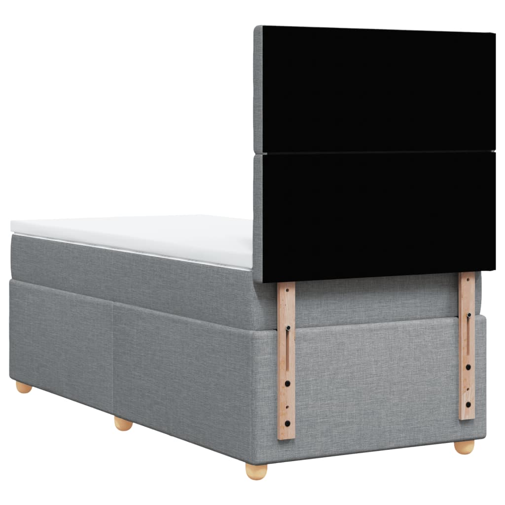 vidaXL Κρεβάτι Boxspring με Στρώμα Ανοιχτό Γκρι 90x190 εκ. Υφασμάτινο