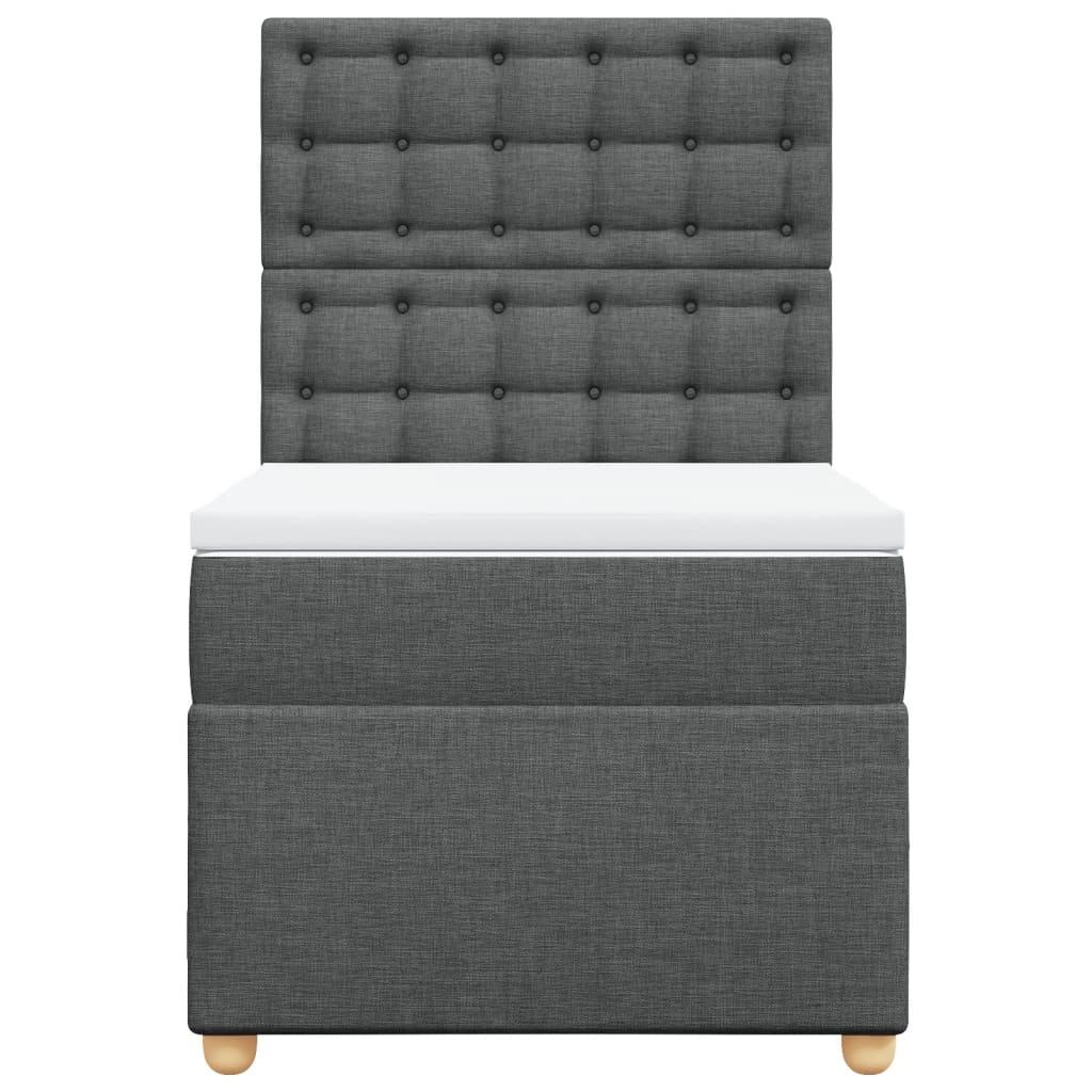 vidaXL Κρεβάτι Boxspring με Στρώμα Σκούρο Γκρι 90x190 εκ. Υφασμάτινο