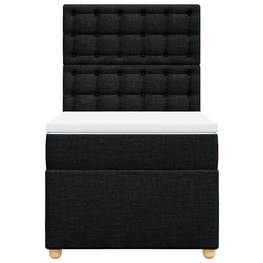 vidaXL Κρεβάτι Boxspring με Στρώμα Μαύρο 90x190 εκ.Υφασμάτινο