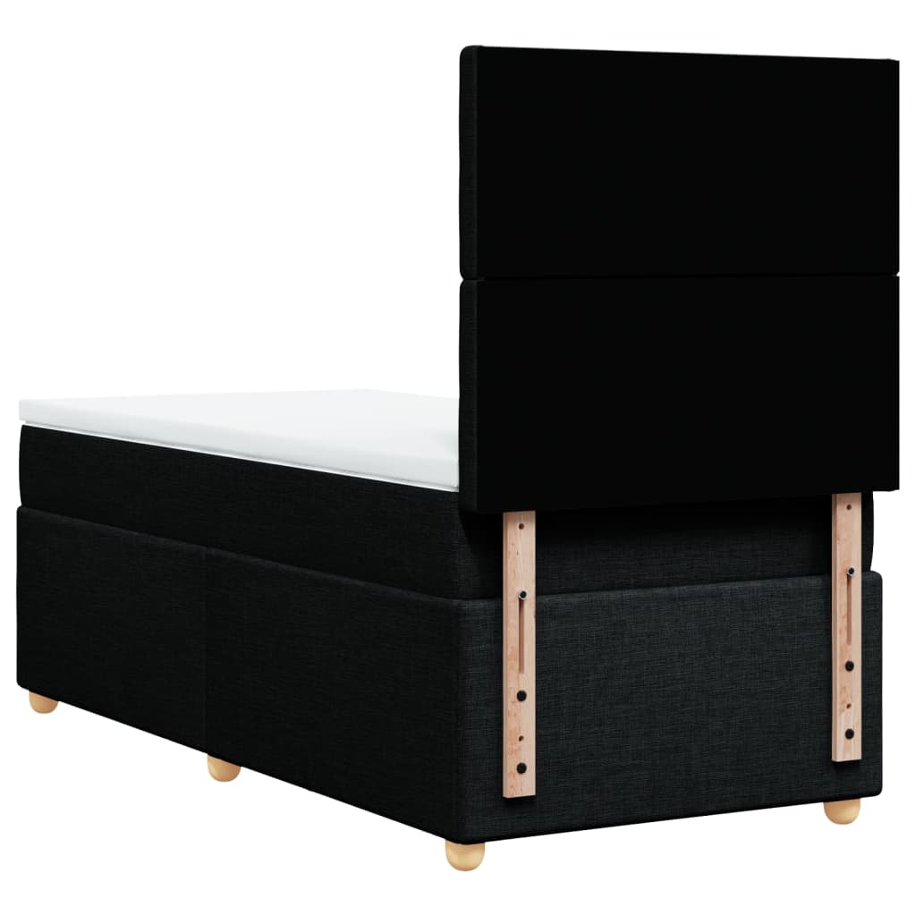 vidaXL Κρεβάτι Boxspring με Στρώμα Μαύρο 90x190 εκ.Υφασμάτινο