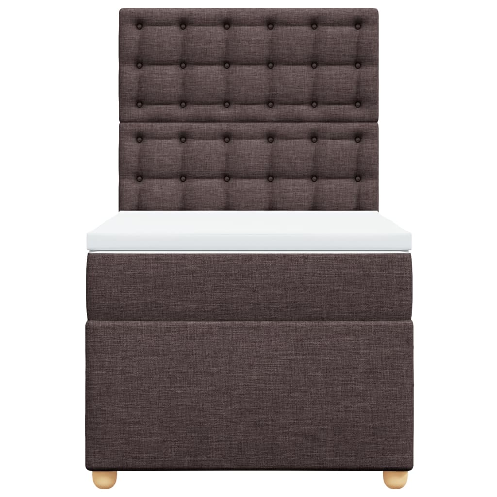 vidaXL Κρεβάτι Boxspring με Στρώμα Σκούρο Καφέ 90x190 εκ. Υφασμάτινο