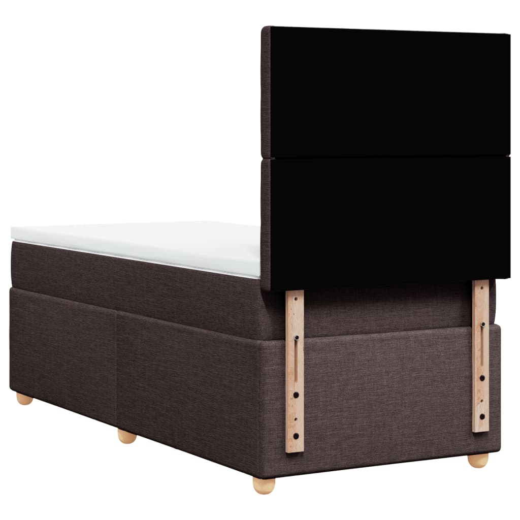 vidaXL Κρεβάτι Boxspring με Στρώμα Σκούρο Καφέ 90x190 εκ. Υφασμάτινο
