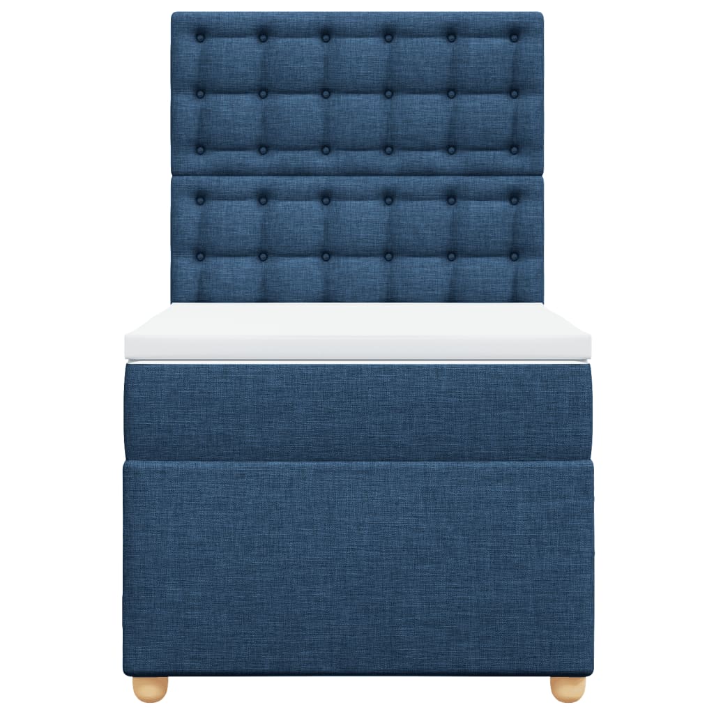vidaXL Κρεβάτι Boxspring με Στρώμα Μπλε 90x190 εκ.Υφασμάτινο