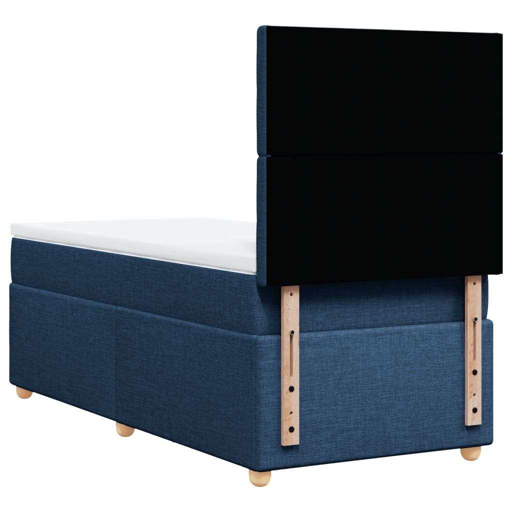 vidaXL Κρεβάτι Boxspring με Στρώμα Μπλε 90x190 εκ.Υφασμάτινο