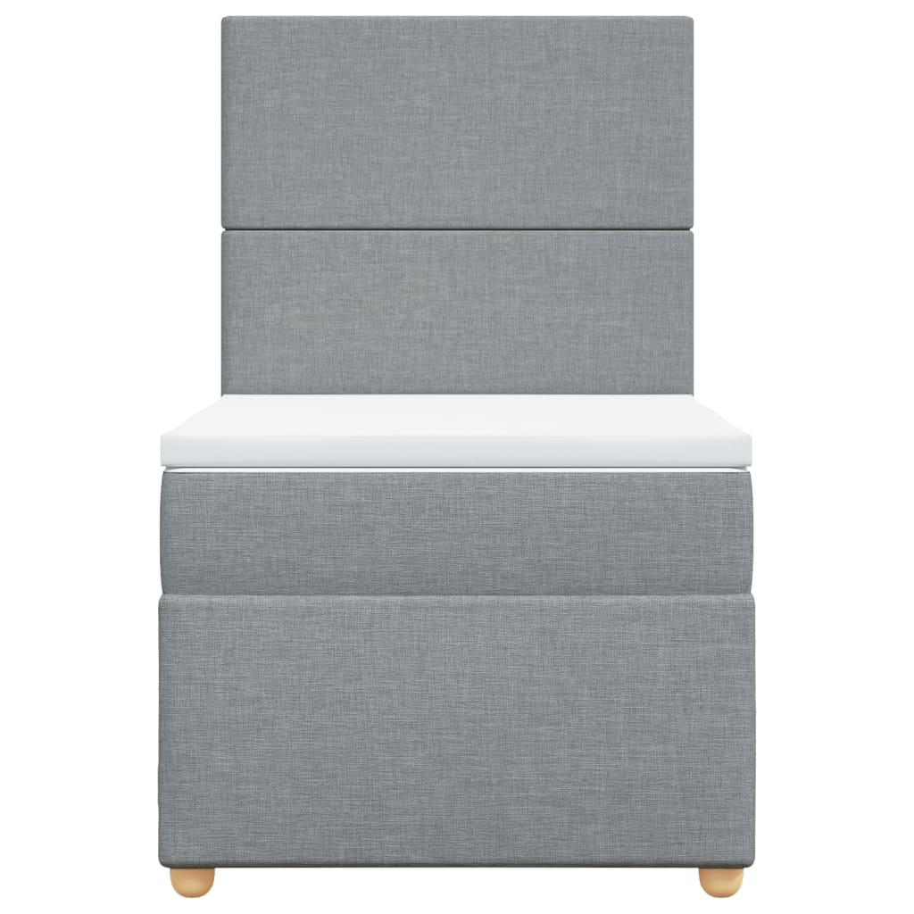 vidaXL Κρεβάτι Boxspring με Στρώμα Ανοιχτό Γκρι 90x200 εκ. Υφασμάτινο