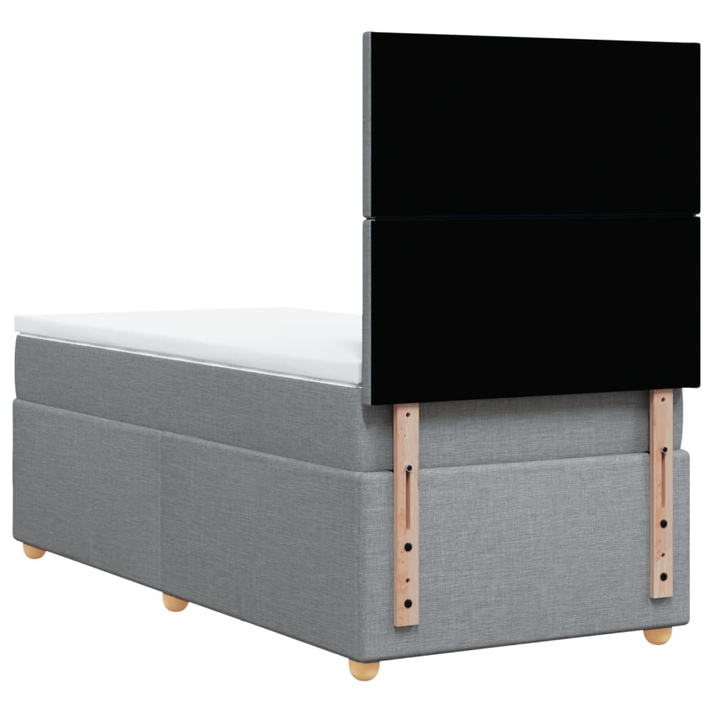 vidaXL Κρεβάτι Boxspring με Στρώμα Ανοιχτό Γκρι 90x200 εκ. Υφασμάτινο
