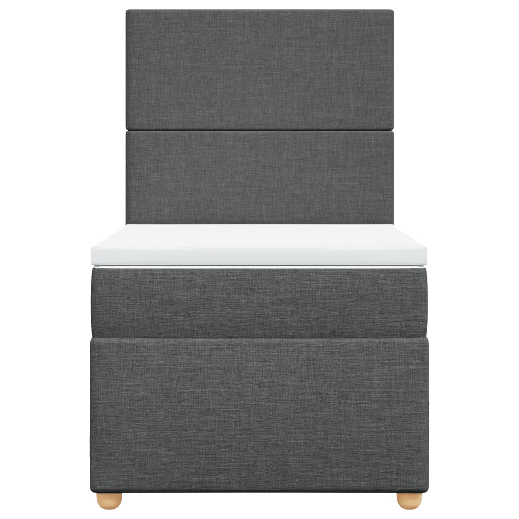 vidaXL Κρεβάτι Boxspring με Στρώμα Σκούρο Γκρι 90x200 εκ. Υφασμάτινο