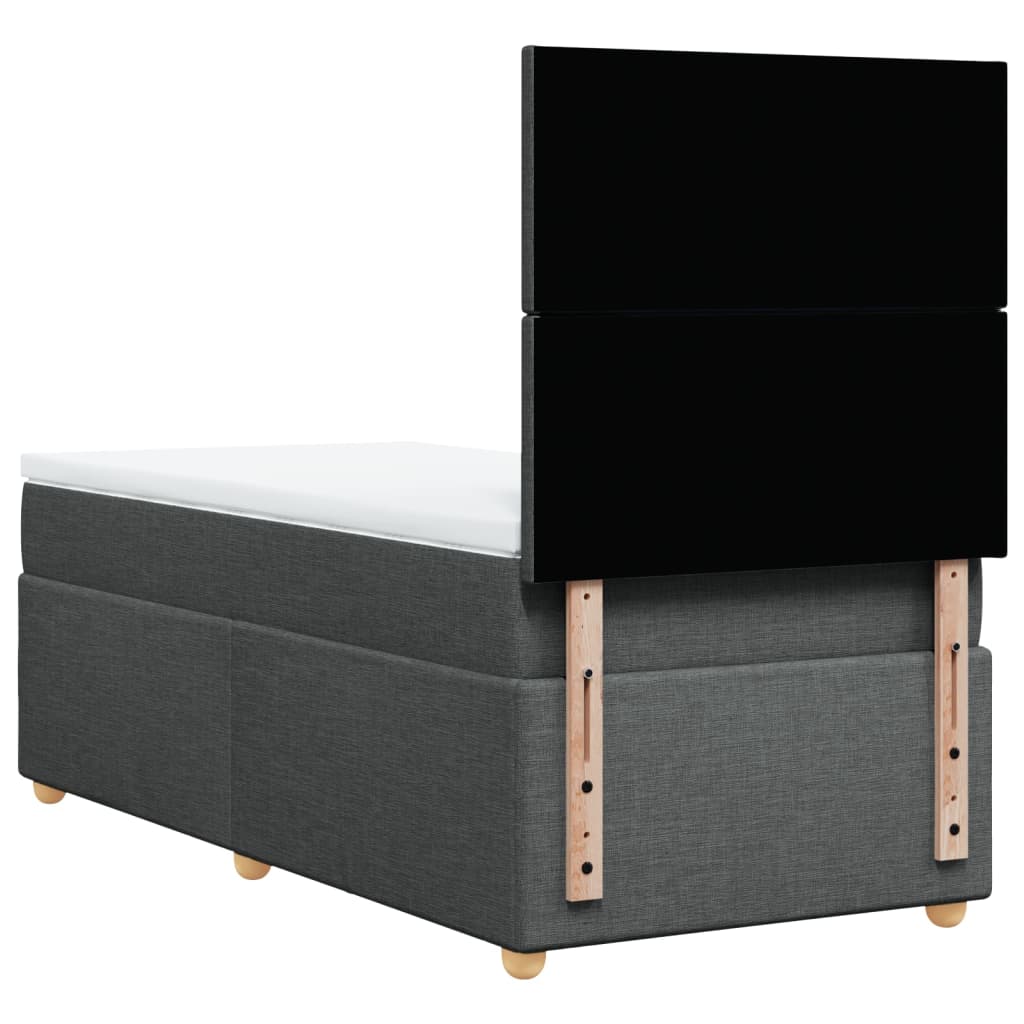 vidaXL Κρεβάτι Boxspring με Στρώμα Σκούρο Γκρι 90x200 εκ. Υφασμάτινο