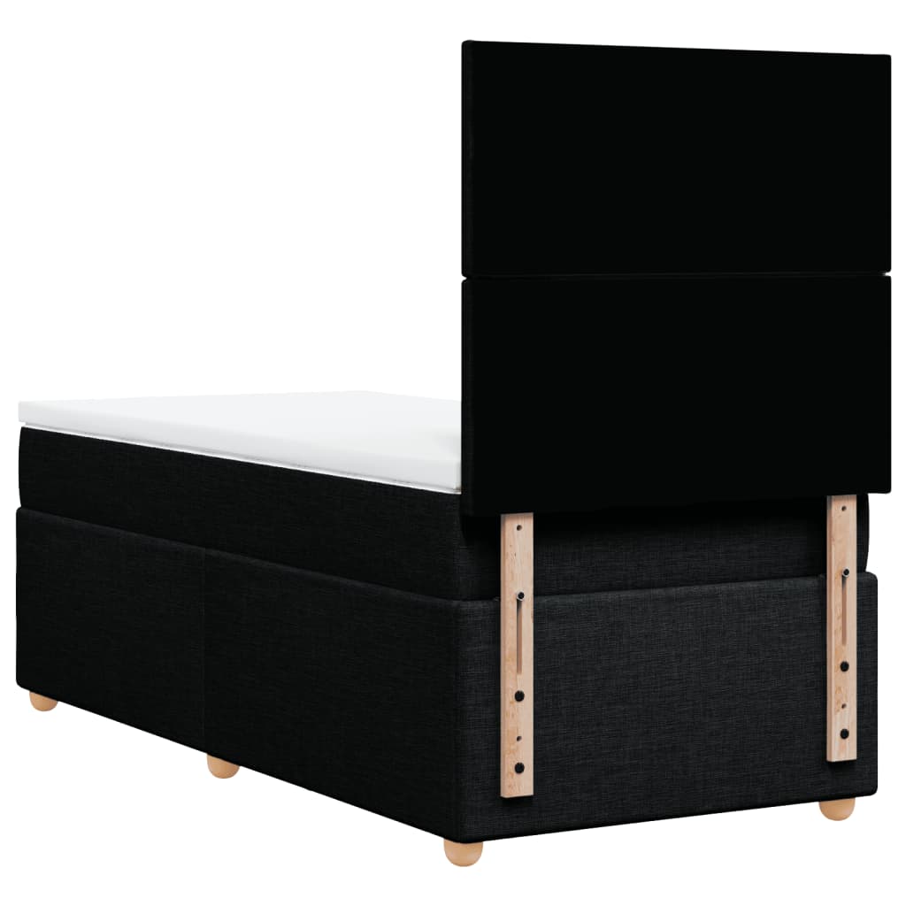 vidaXL Κρεβάτι Boxspring με Στρώμα Μαύρο 90x200 εκ. Υφασμάτινο