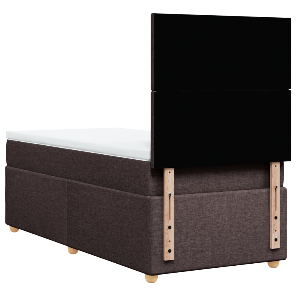 vidaXL Κρεβάτι Boxspring με Στρώμα Σκούρο Καφέ 90x200 εκ. Υφασμάτινο