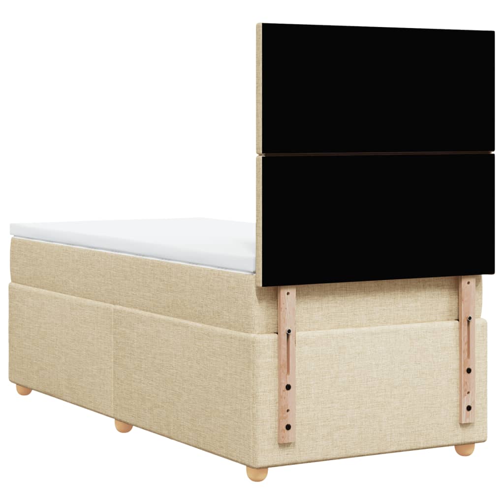 vidaXL Κρεβάτι Boxspring με Στρώμα Κρεμ 90x200 εκ.Υφασμάτινο