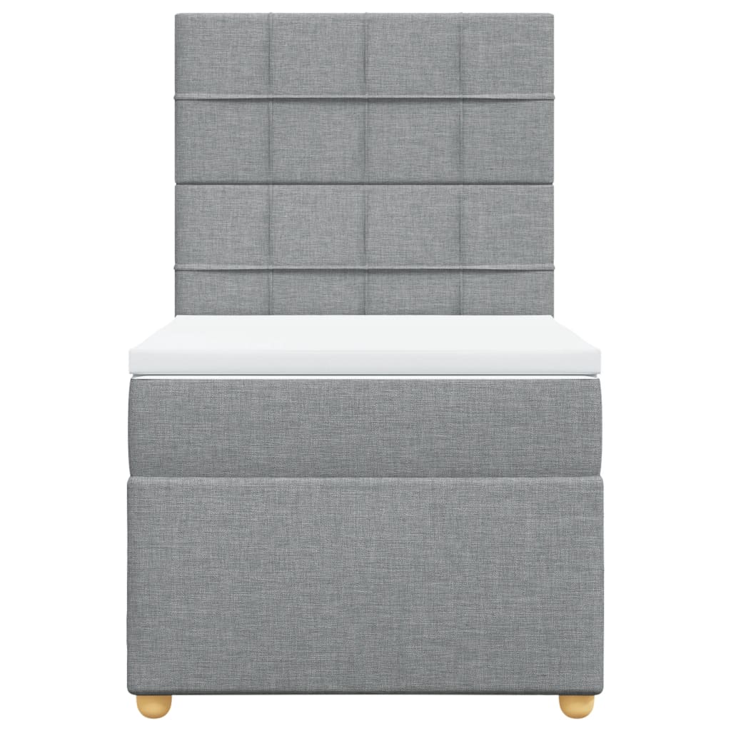 vidaXL Κρεβάτι Boxspring με Στρώμα Ανοιχτό Γκρι 90x200 εκ. Υφασμάτινο