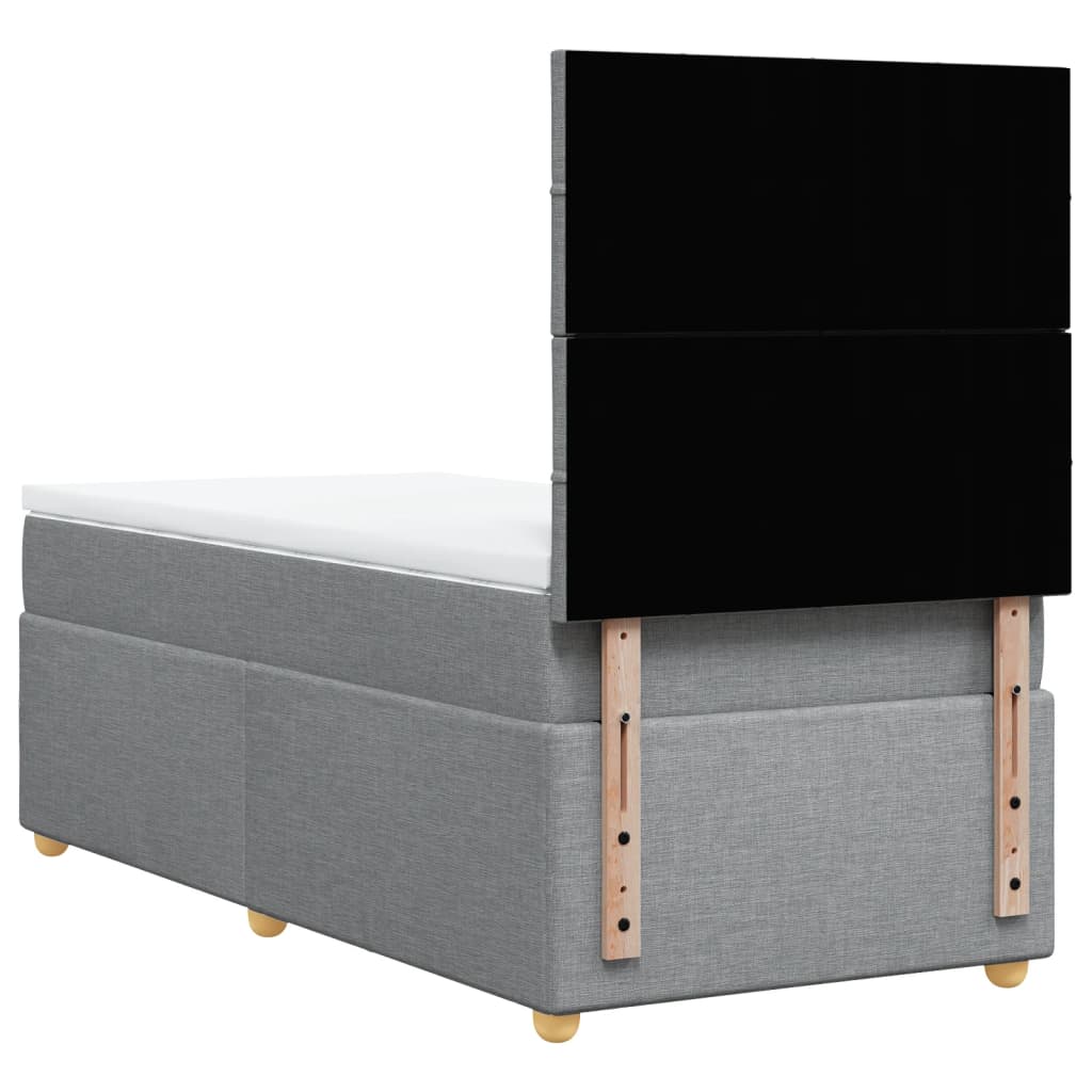 vidaXL Κρεβάτι Boxspring με Στρώμα Ανοιχτό Γκρι 90x200 εκ. Υφασμάτινο