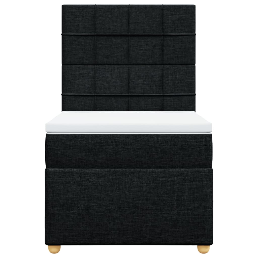 vidaXL Κρεβάτι Boxspring με Στρώμα Μαύρο 90x200 εκ. Υφασμάτινο