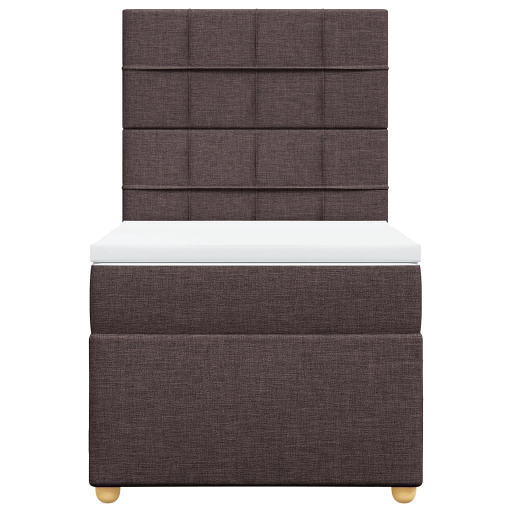 vidaXL Κρεβάτι Boxspring με Στρώμα Σκούρο Καφέ 90x200 εκ. Υφασμάτινο