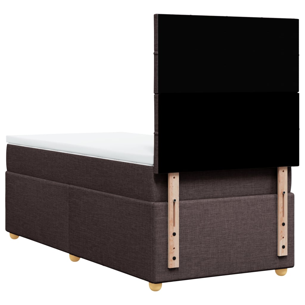 vidaXL Κρεβάτι Boxspring με Στρώμα Σκούρο Καφέ 90x200 εκ. Υφασμάτινο