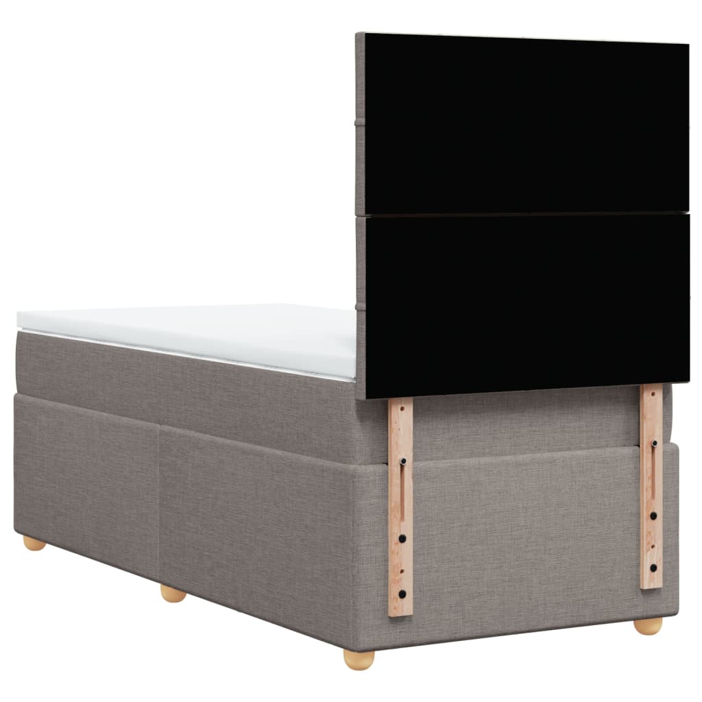 vidaXL Κρεβάτι Boxspring με Στρώμα Taupe 90x200 εκ. Υφασμάτινο
