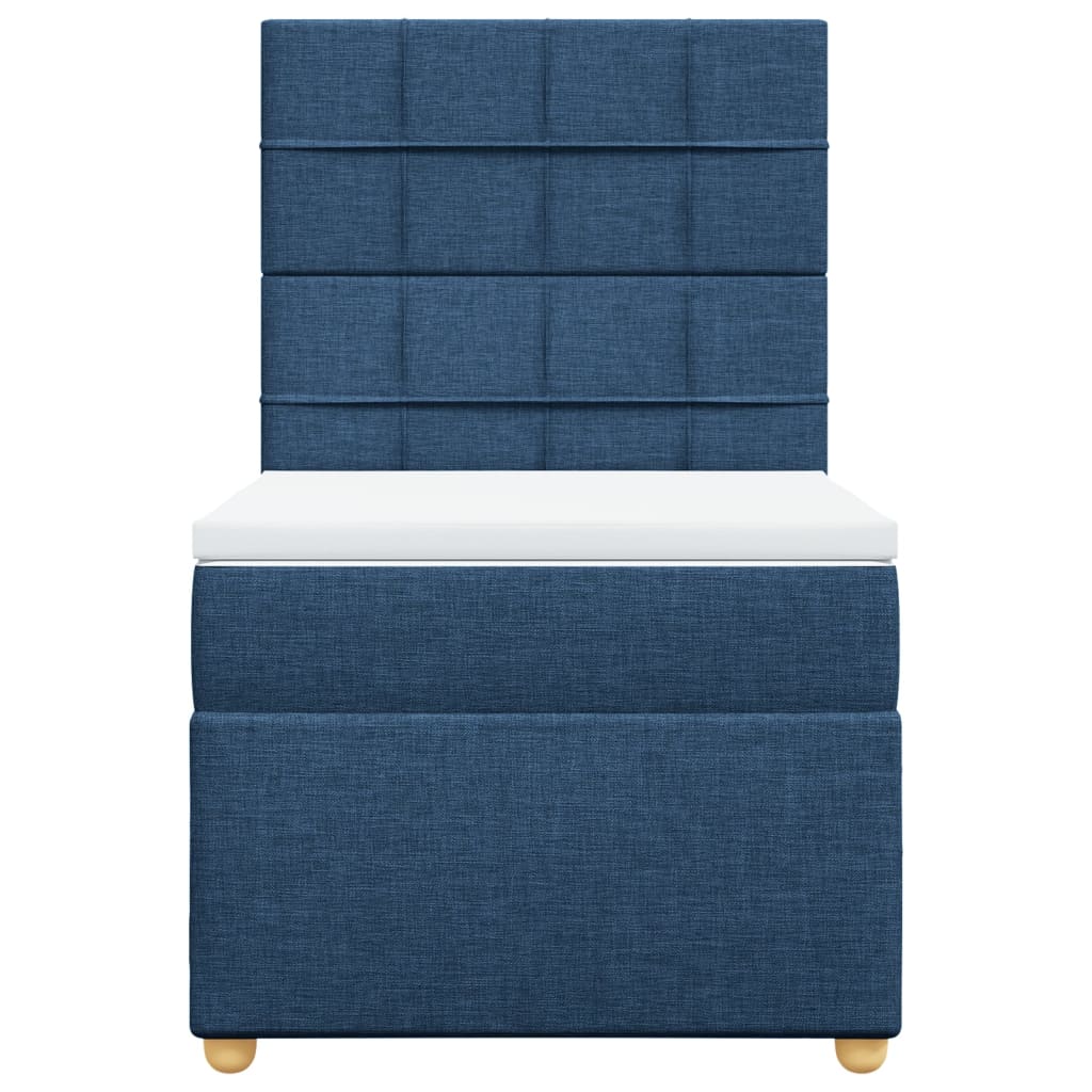 vidaXL Κρεβάτι Boxspring με Στρώμα Μπλε 90x200 εκ.Υφασμάτινο