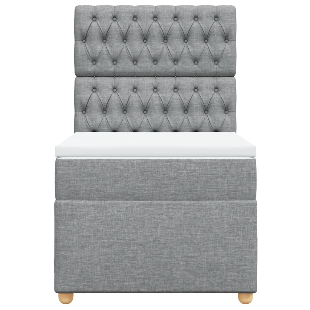 vidaXL Κρεβάτι Boxspring με Στρώμα Ανοιχτό Γκρι 90x200 εκ. Υφασμάτινο