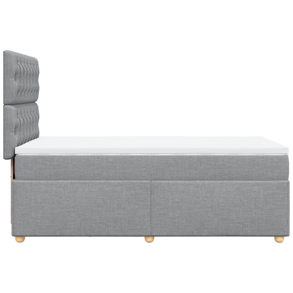 vidaXL Κρεβάτι Boxspring με Στρώμα Ανοιχτό Γκρι 90x200 εκ. Υφασμάτινο