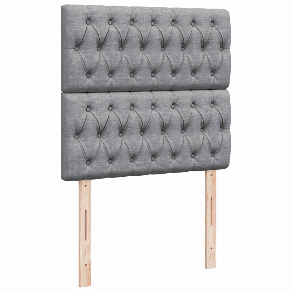 vidaXL Κρεβάτι Boxspring με Στρώμα Ανοιχτό Γκρι 90x200 εκ. Υφασμάτινο