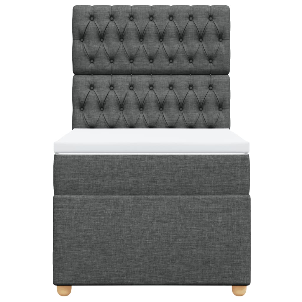 vidaXL Κρεβάτι Boxspring με Στρώμα Σκούρο Γκρι 90x200 εκ. Υφασμάτινο