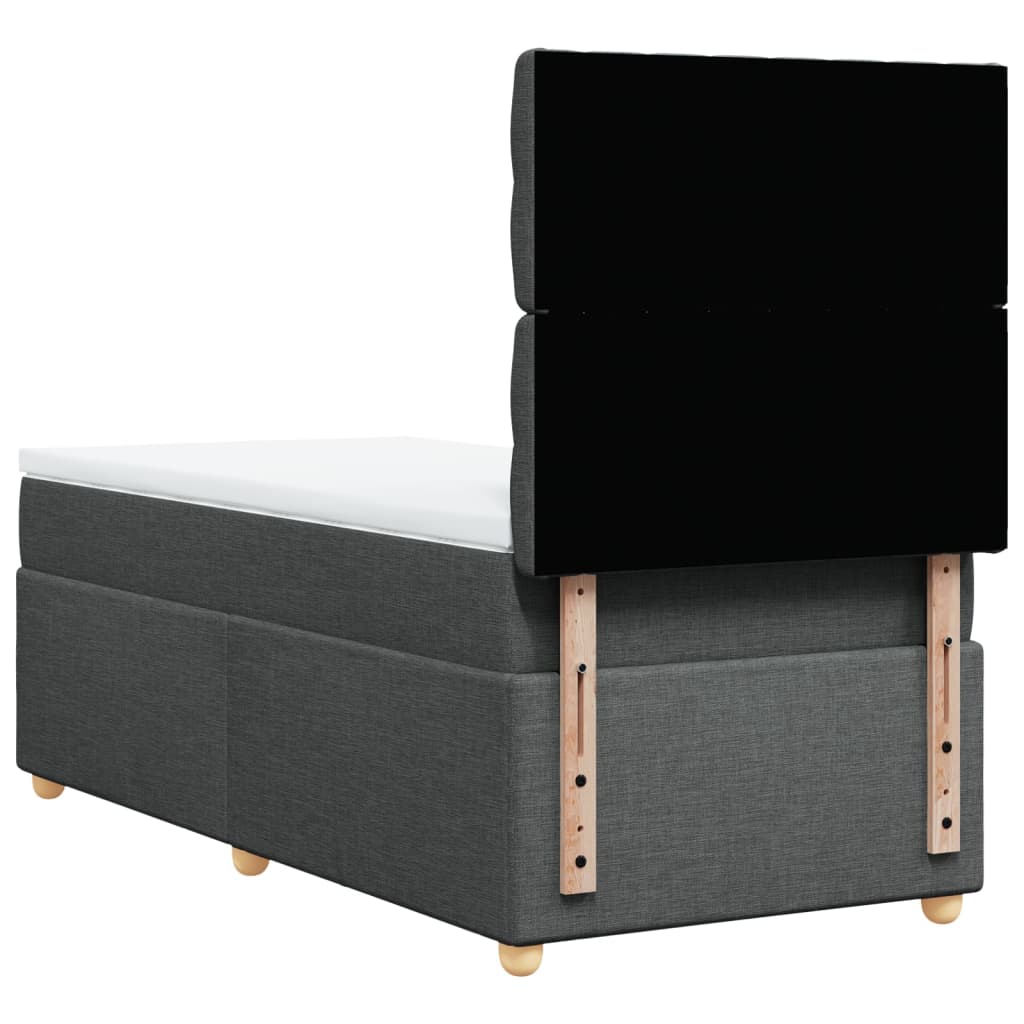 vidaXL Κρεβάτι Boxspring με Στρώμα Σκούρο Γκρι 90x200 εκ. Υφασμάτινο