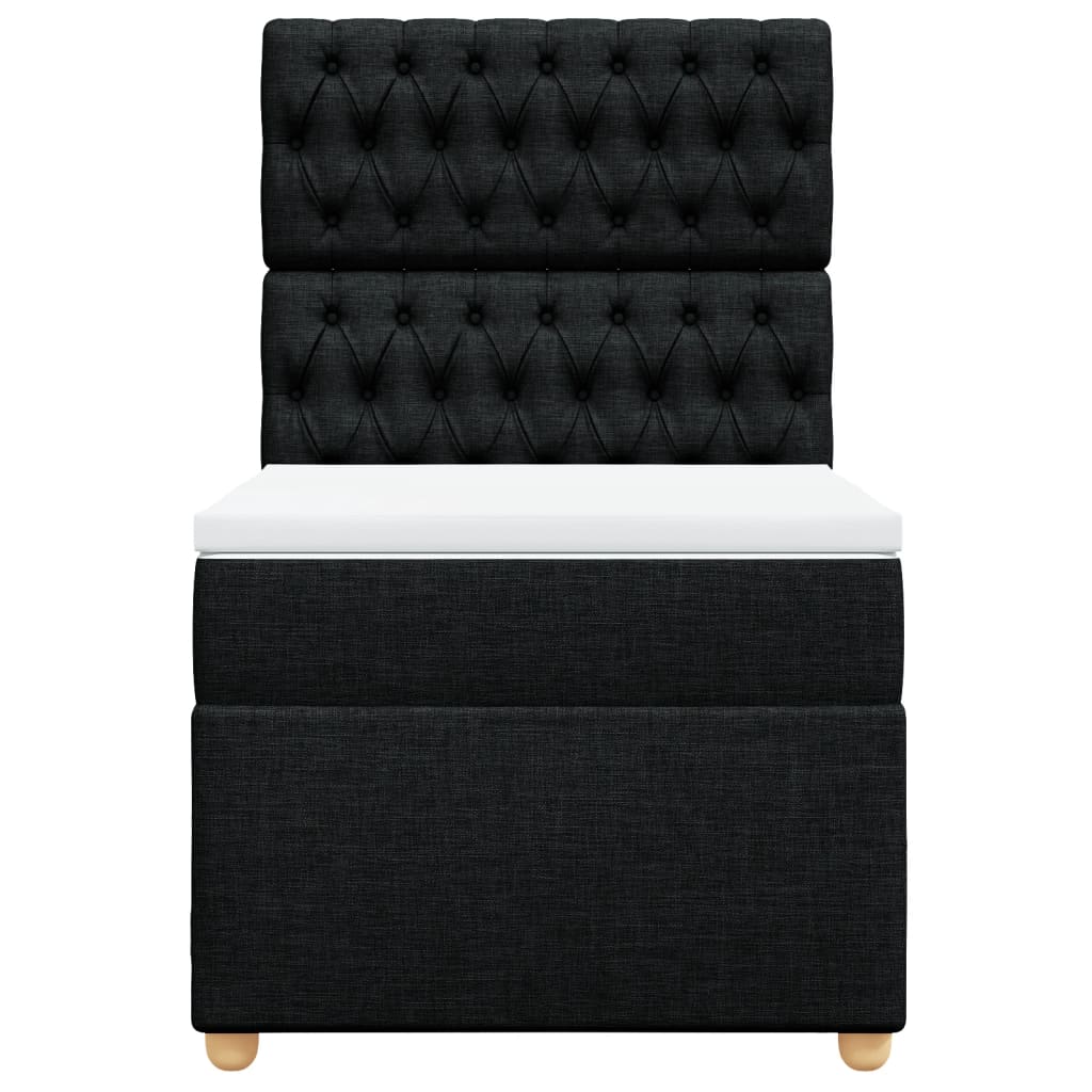 vidaXL Κρεβάτι Boxspring με Στρώμα Μαύρο 90x200 εκ. Υφασμάτινο