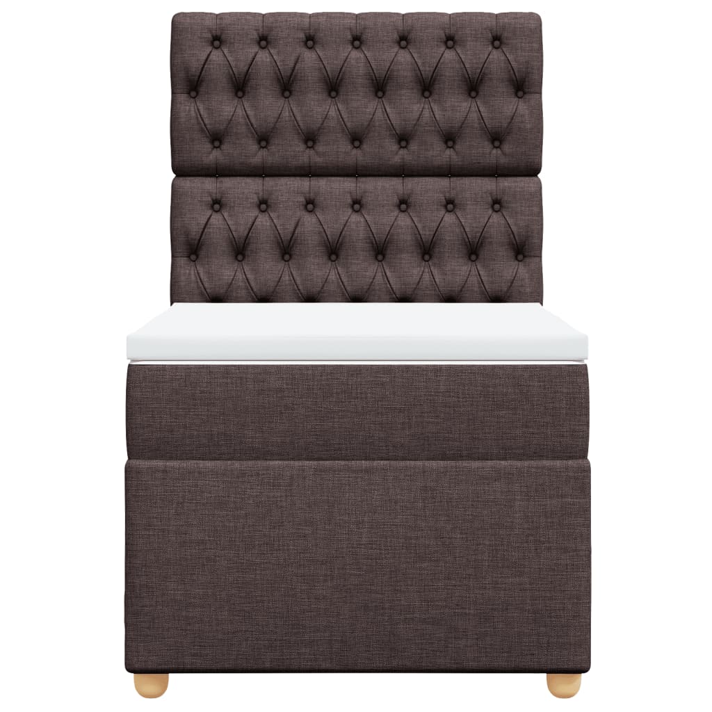 vidaXL Κρεβάτι Boxspring με Στρώμα Σκούρο Καφέ 90x200 εκ. Υφασμάτινο