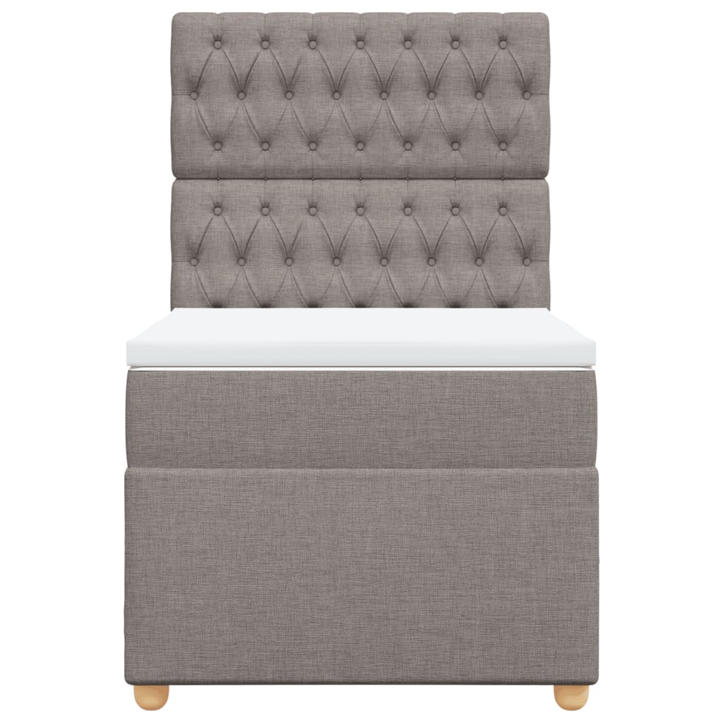 vidaXL Κρεβάτι Boxspring με Στρώμα Taupe 90x200 εκ. Υφασμάτινο