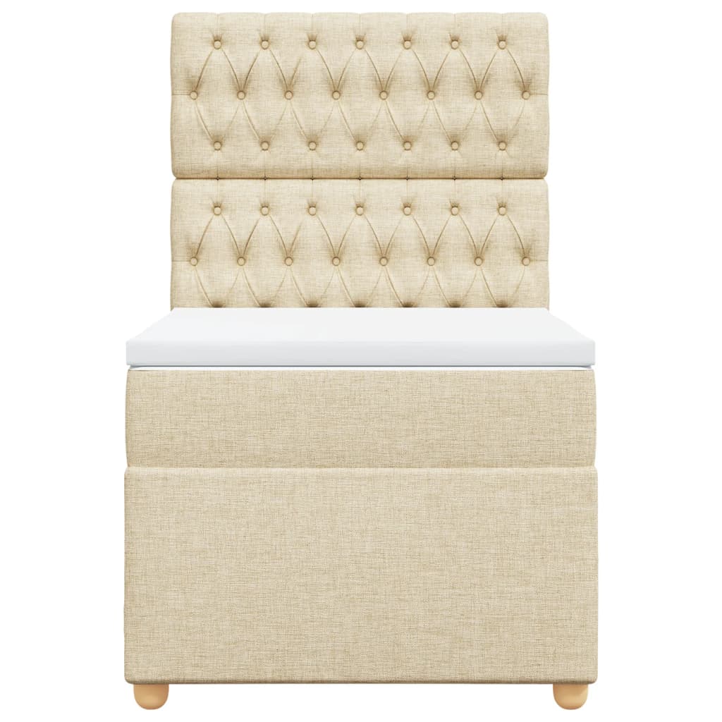 vidaXL Κρεβάτι Boxspring με Στρώμα Κρεμ 90x200 εκ.Υφασμάτινο