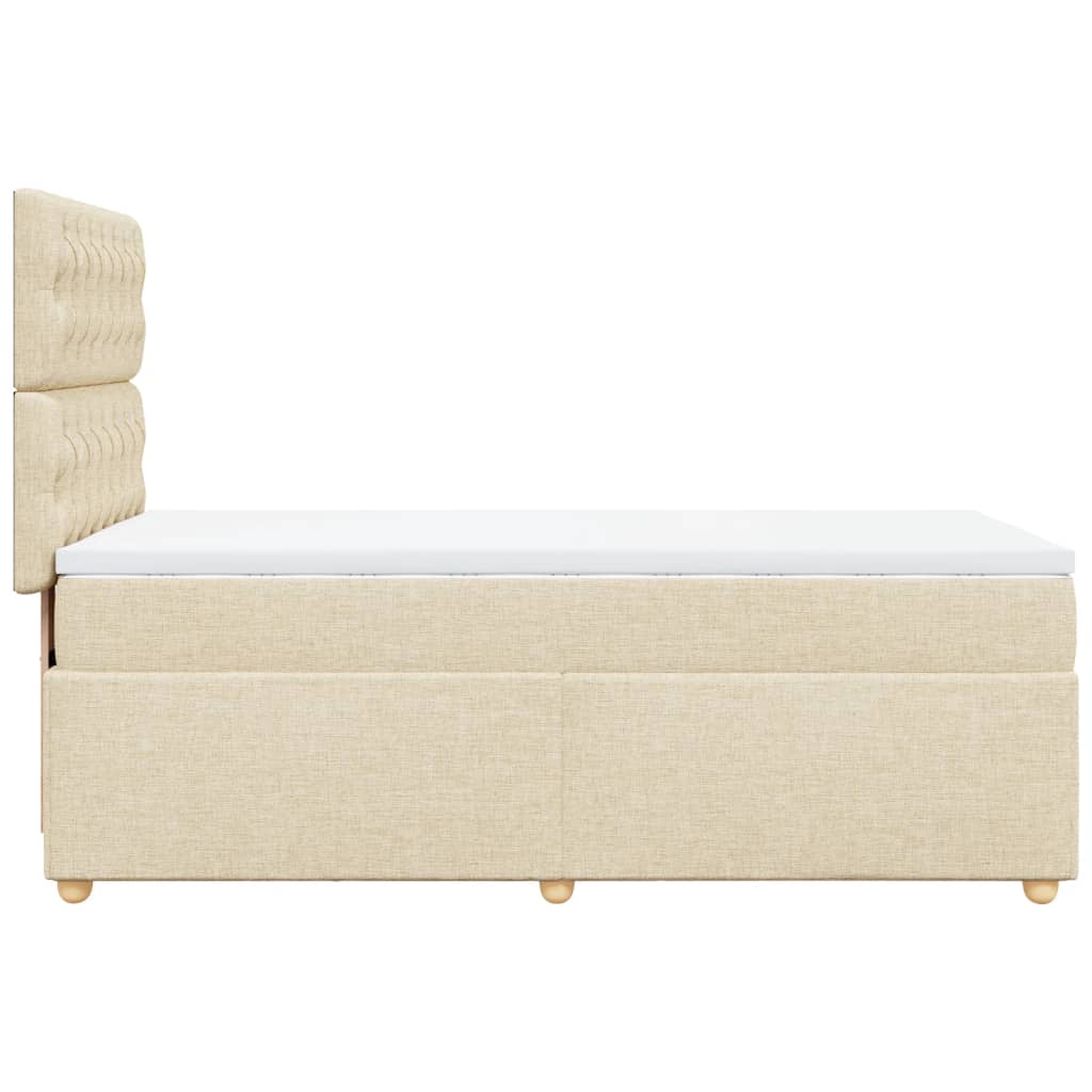 vidaXL Κρεβάτι Boxspring με Στρώμα Κρεμ 90x200 εκ.Υφασμάτινο