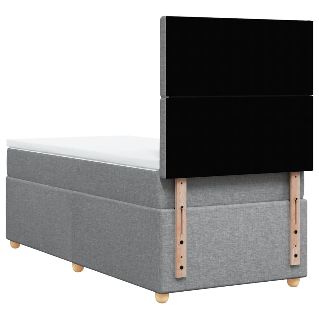 vidaXL Κρεβάτι Boxspring με Στρώμα Ανοιχτό Γκρι 90x200 εκ. Υφασμάτινο