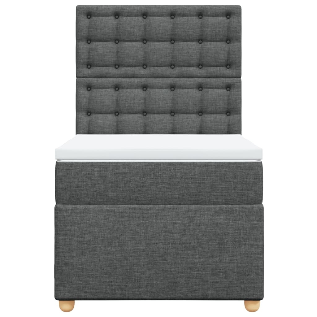 vidaXL Κρεβάτι Boxspring με Στρώμα Σκούρο Γκρι 90x200 εκ. Υφασμάτινο