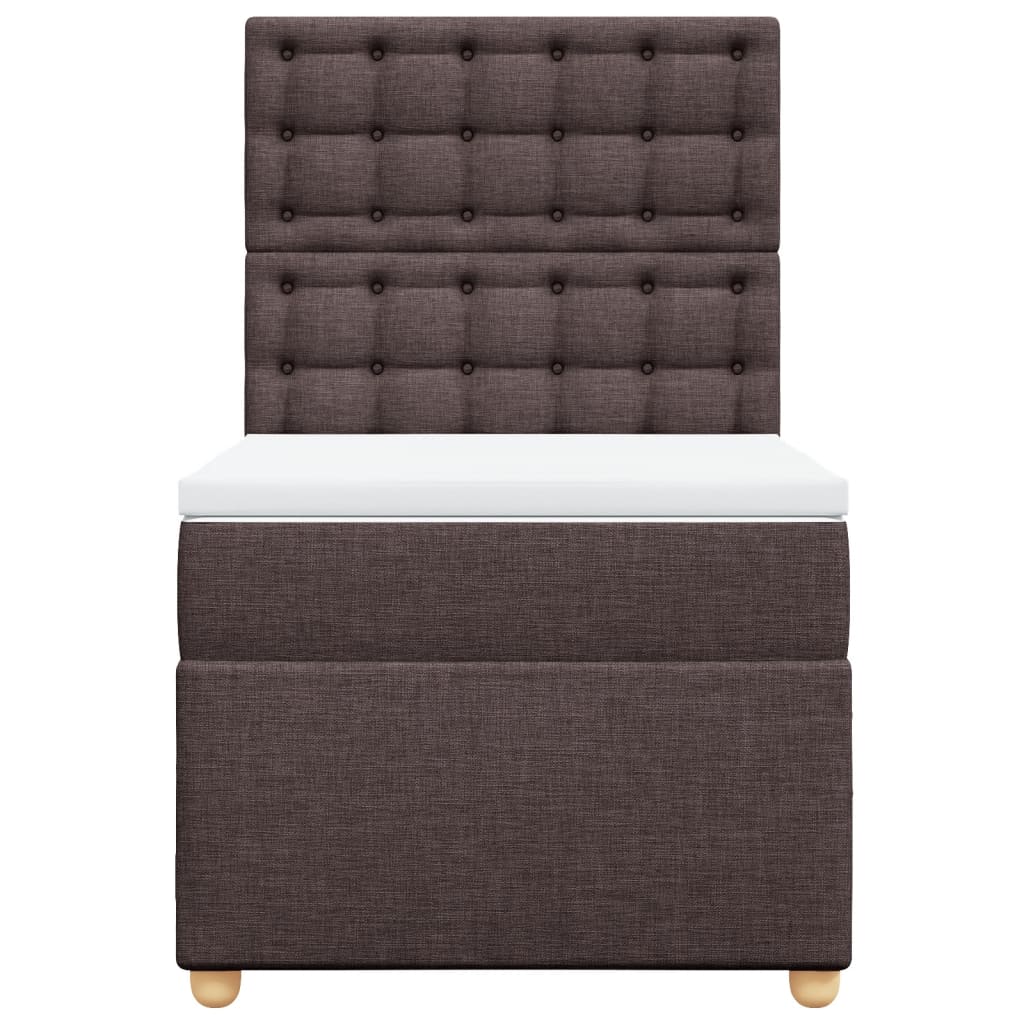 vidaXL Κρεβάτι Boxspring με Στρώμα Σκούρο Καφέ 90x200 εκ. Υφασμάτινο