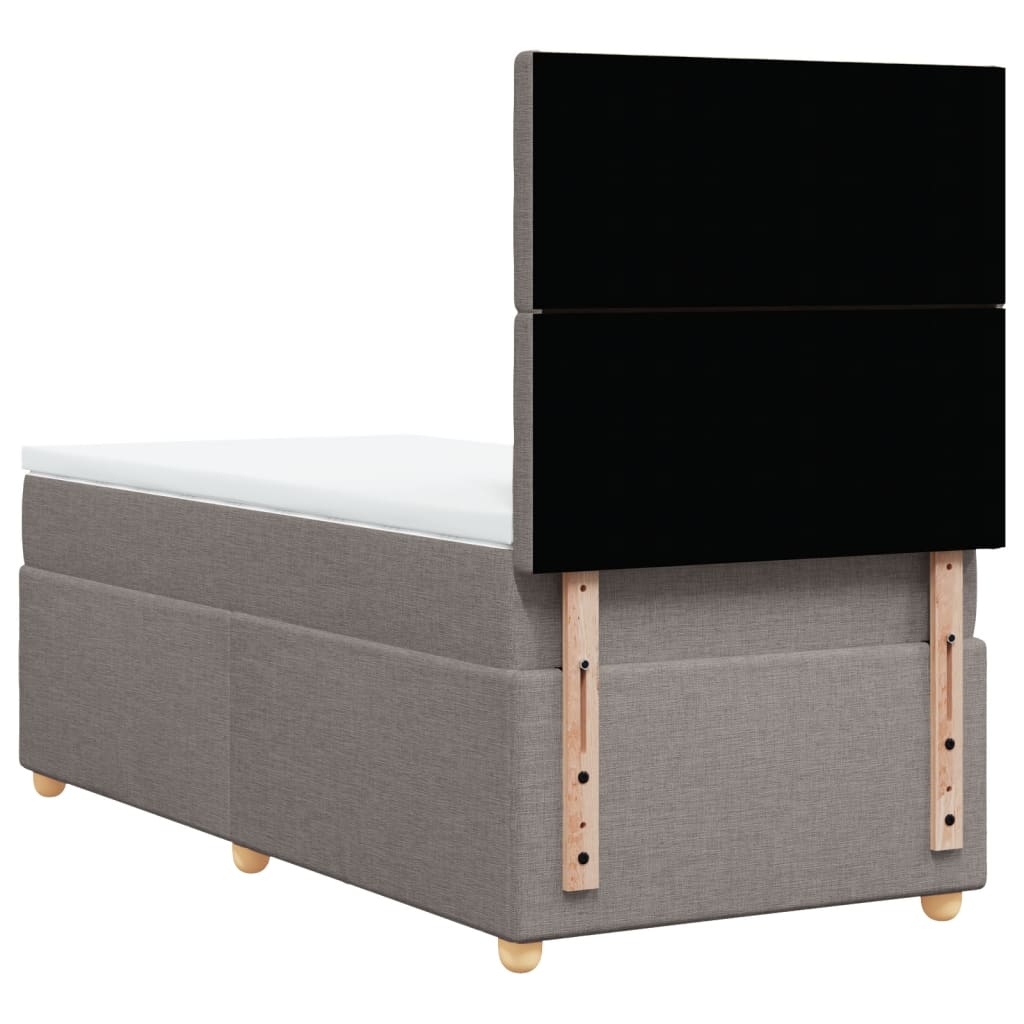 vidaXL Κρεβάτι Boxspring με Στρώμα Taupe 90x200 εκ. Υφασμάτινο
