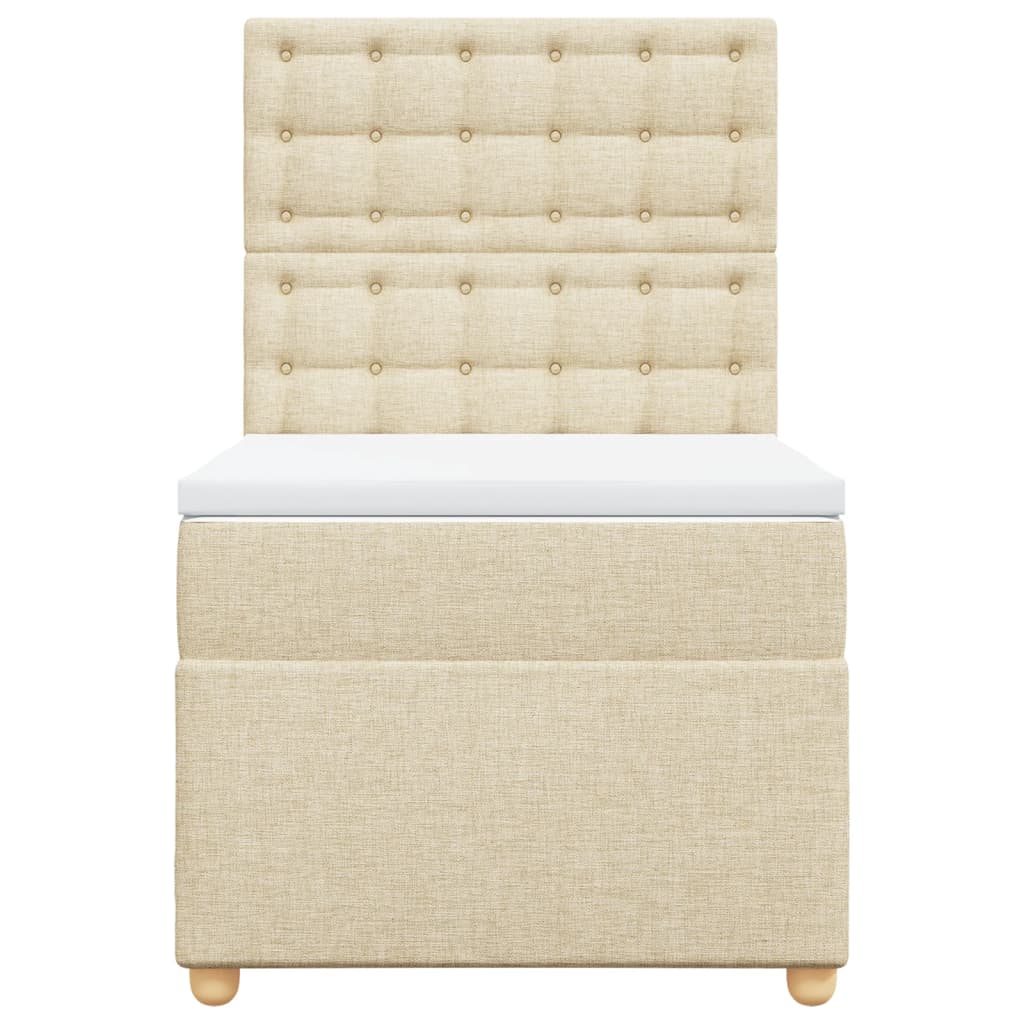 vidaXL Κρεβάτι Boxspring με Στρώμα Κρεμ 90x200 εκ.Υφασμάτινο