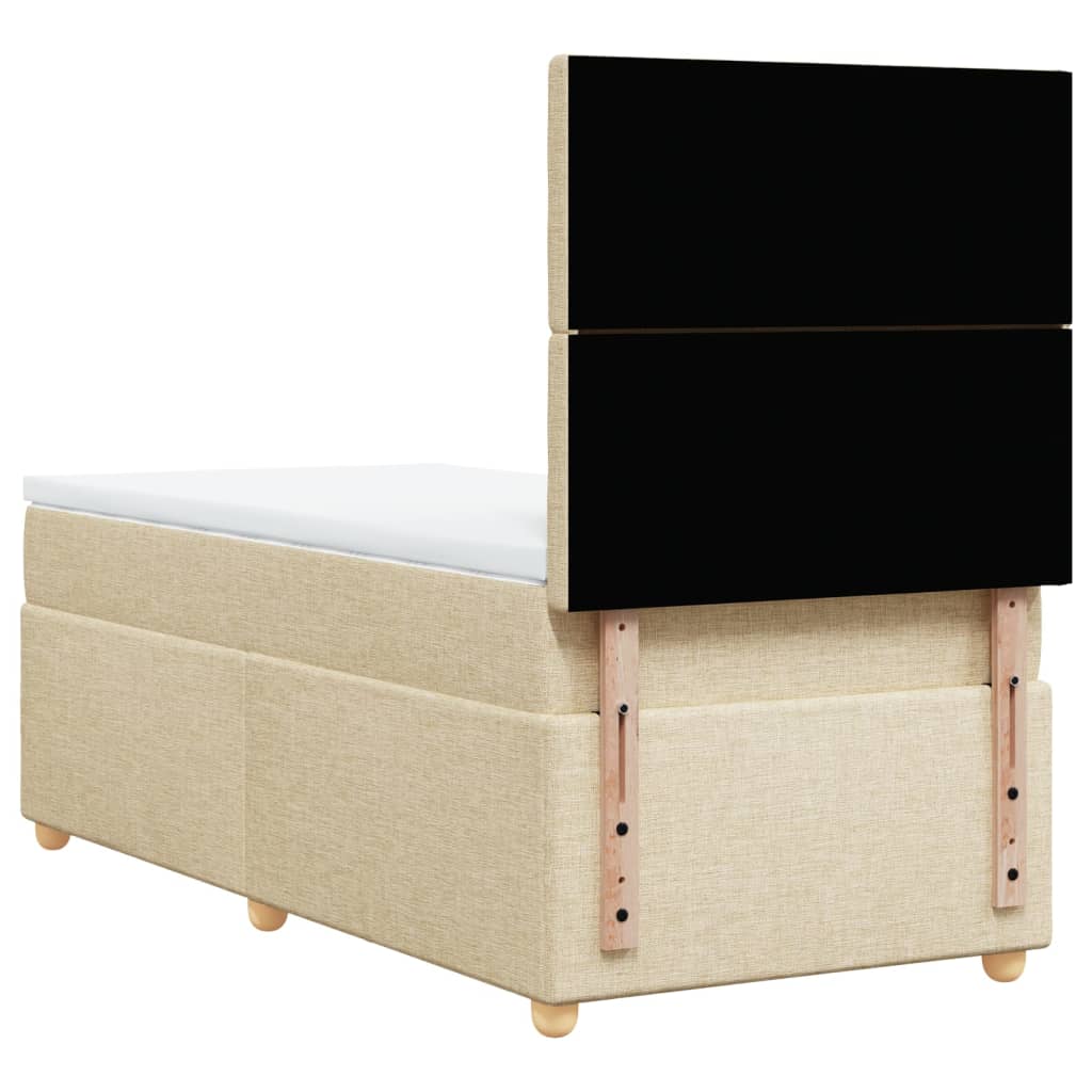 vidaXL Κρεβάτι Boxspring με Στρώμα Κρεμ 90x200 εκ.Υφασμάτινο