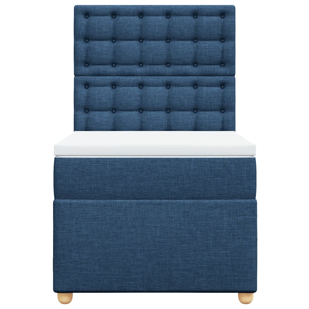 vidaXL Κρεβάτι Boxspring με Στρώμα Μπλε 90x200 εκ.Υφασμάτινο