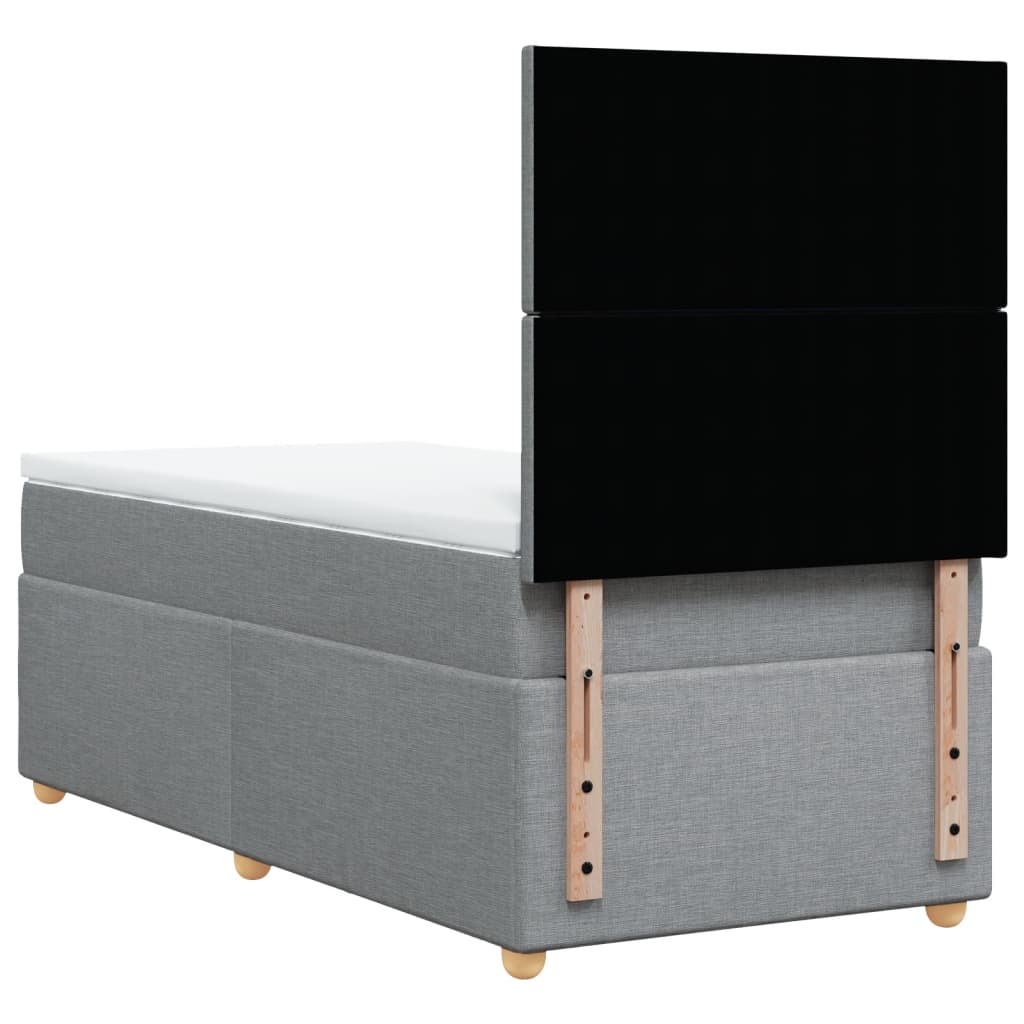 vidaXL Κρεβάτι Boxspring με Στρώμα Ανοιχτό Γκρι 100x200 εκ. Υφασμάτινο