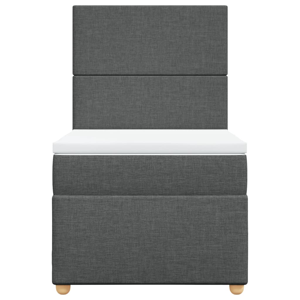 vidaXL Κρεβάτι Boxspring με Στρώμα Σκούρο Γκρι 100x200 εκ. Υφασμάτινο