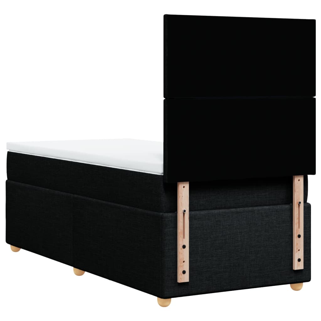 vidaXL Κρεβάτι Boxspring με Στρώμα Μαύρο 100 x 200 εκ. Υφασμάτινο
