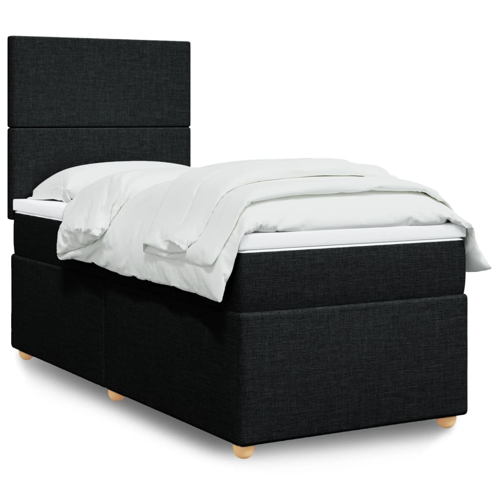 vidaXL Κρεβάτι Boxspring με Στρώμα Μαύρο 100 x 200 εκ. Υφασμάτινο