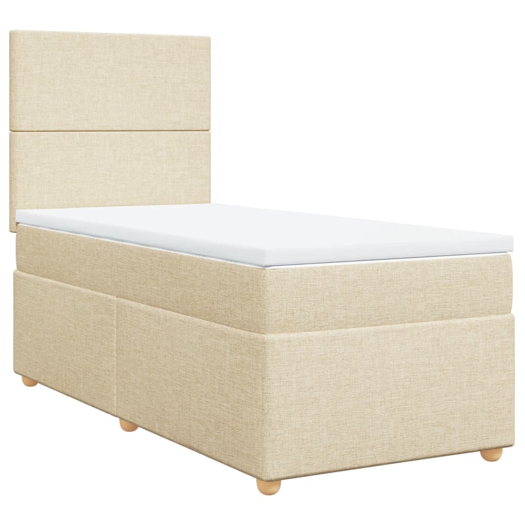 vidaXL Κρεβάτι Boxspring με Στρώμα Κρεμ 100 x 200 εκ. Υφασμάτινο