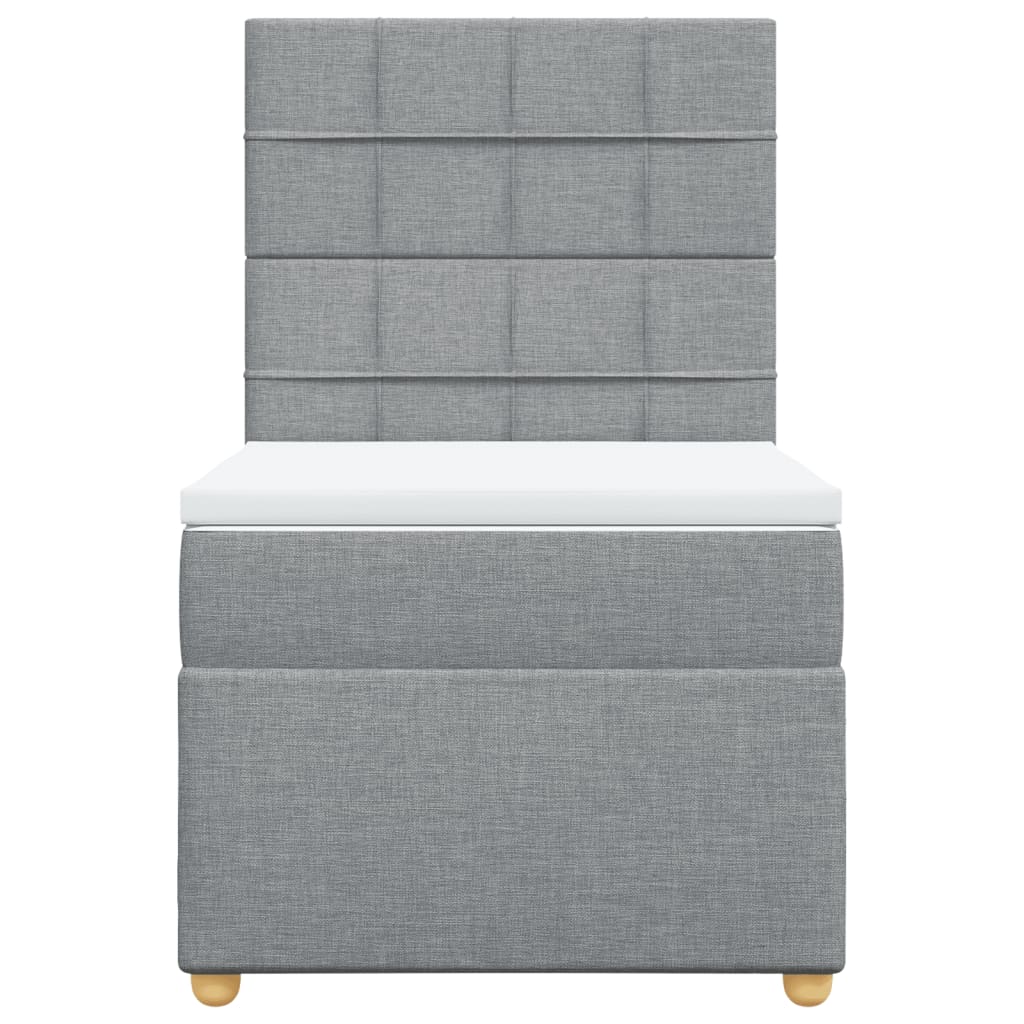 vidaXL Κρεβάτι Boxspring με Στρώμα Ανοιχτό Γκρι 100x200 εκ. Υφασμάτινο