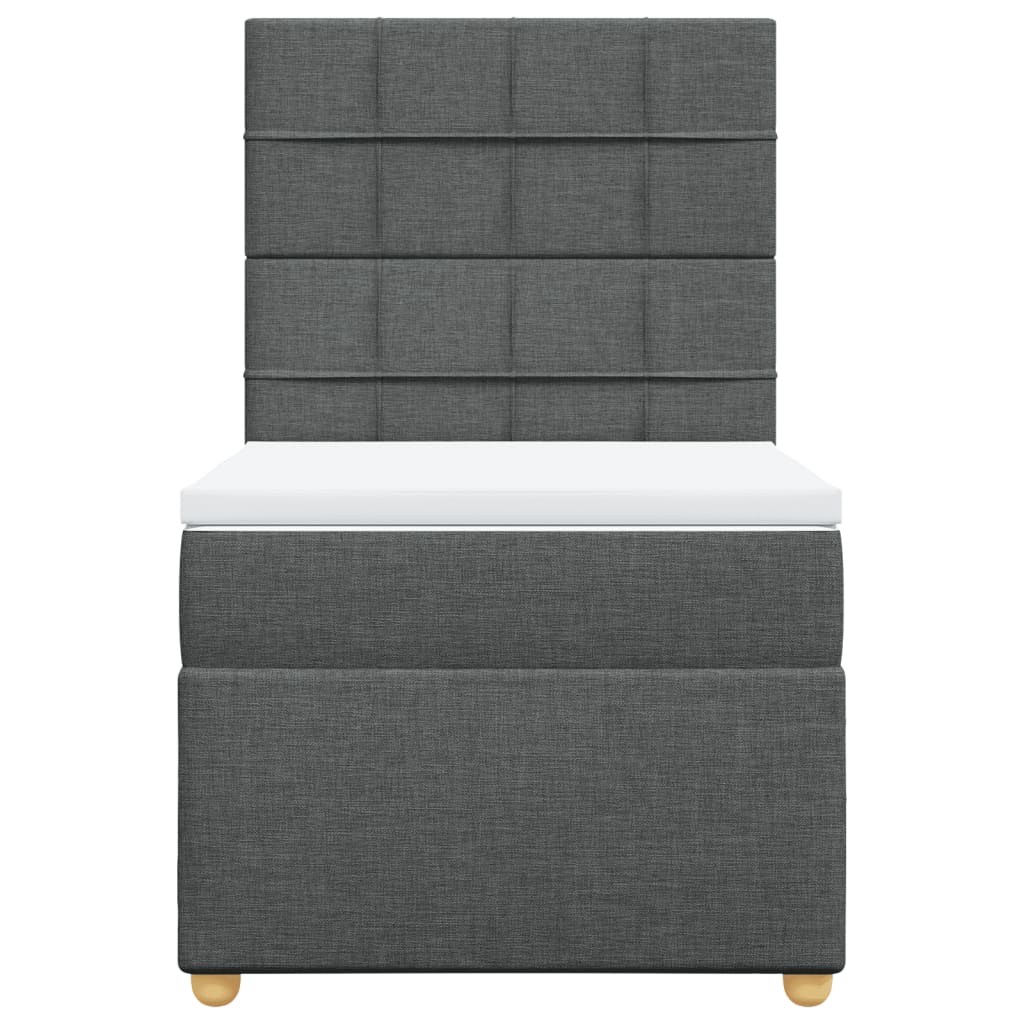 vidaXL Κρεβάτι Boxspring με Στρώμα Σκούρο Γκρι 100x200 εκ. Υφασμάτινο